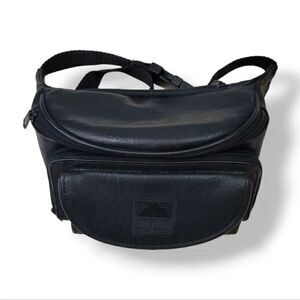 Vintage Trailmaker Equipment Black Leather Adjustable Waist Fanny Pack Bumbag